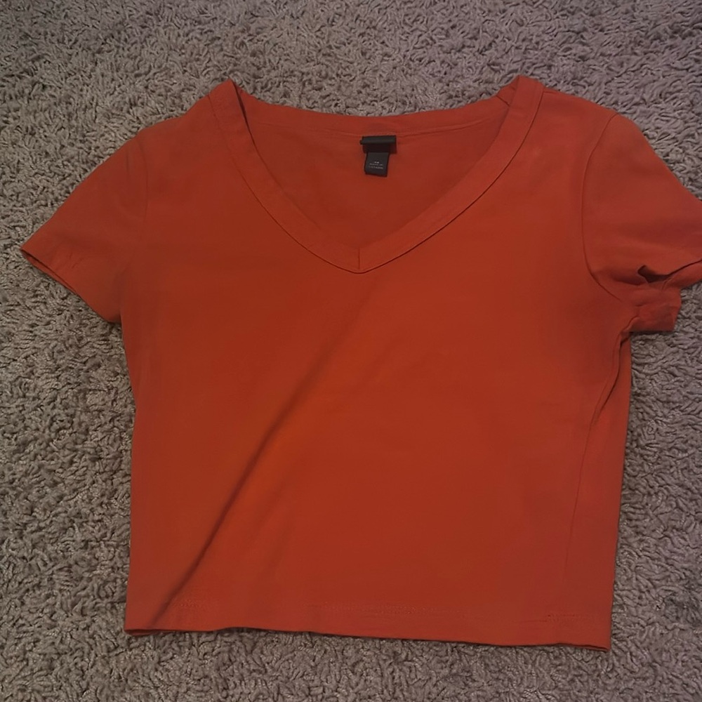 XS Orange Cropped Short Sleeve Wild Fable Tee